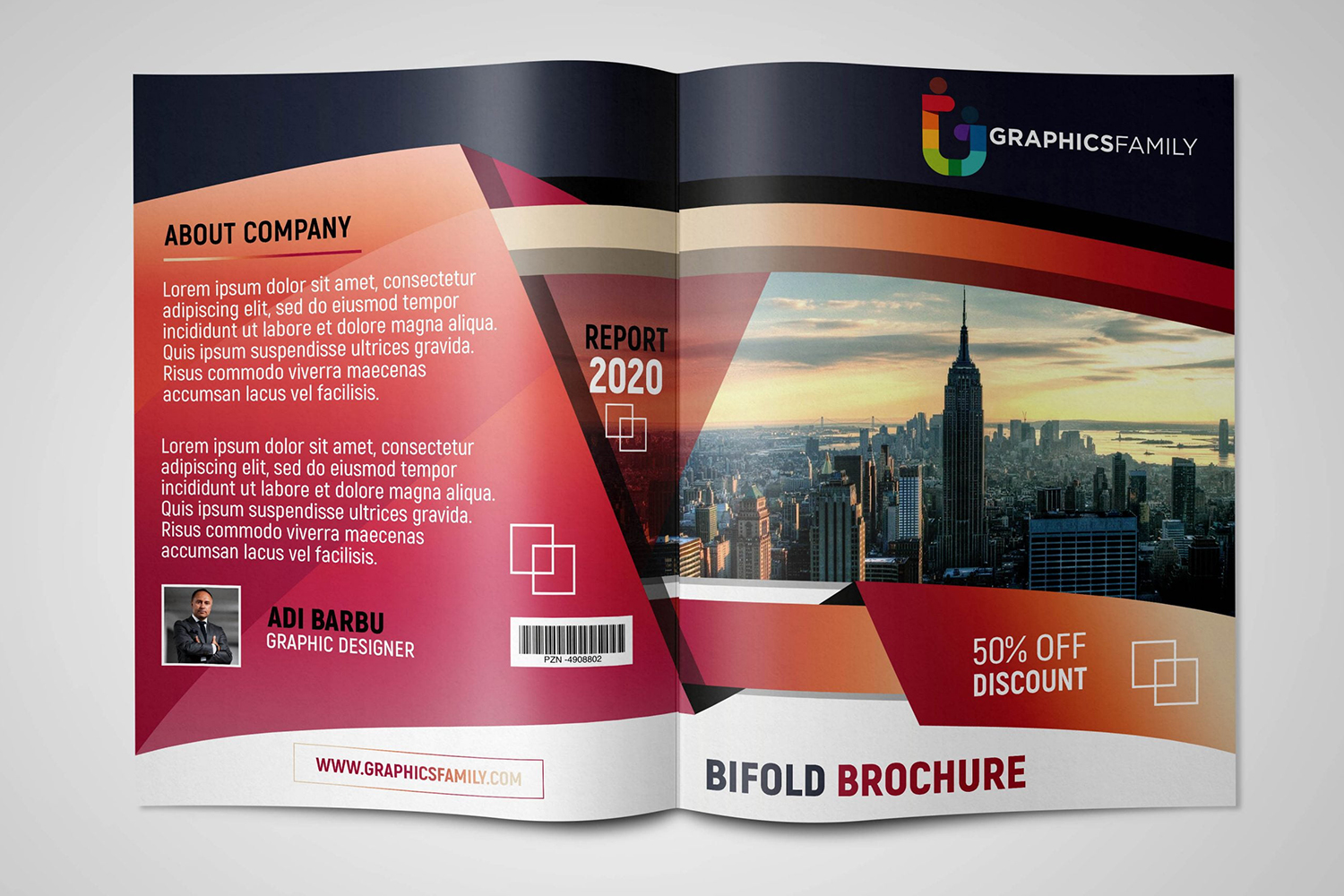 Unique Bi Fold Brochure Design PSD Free Download