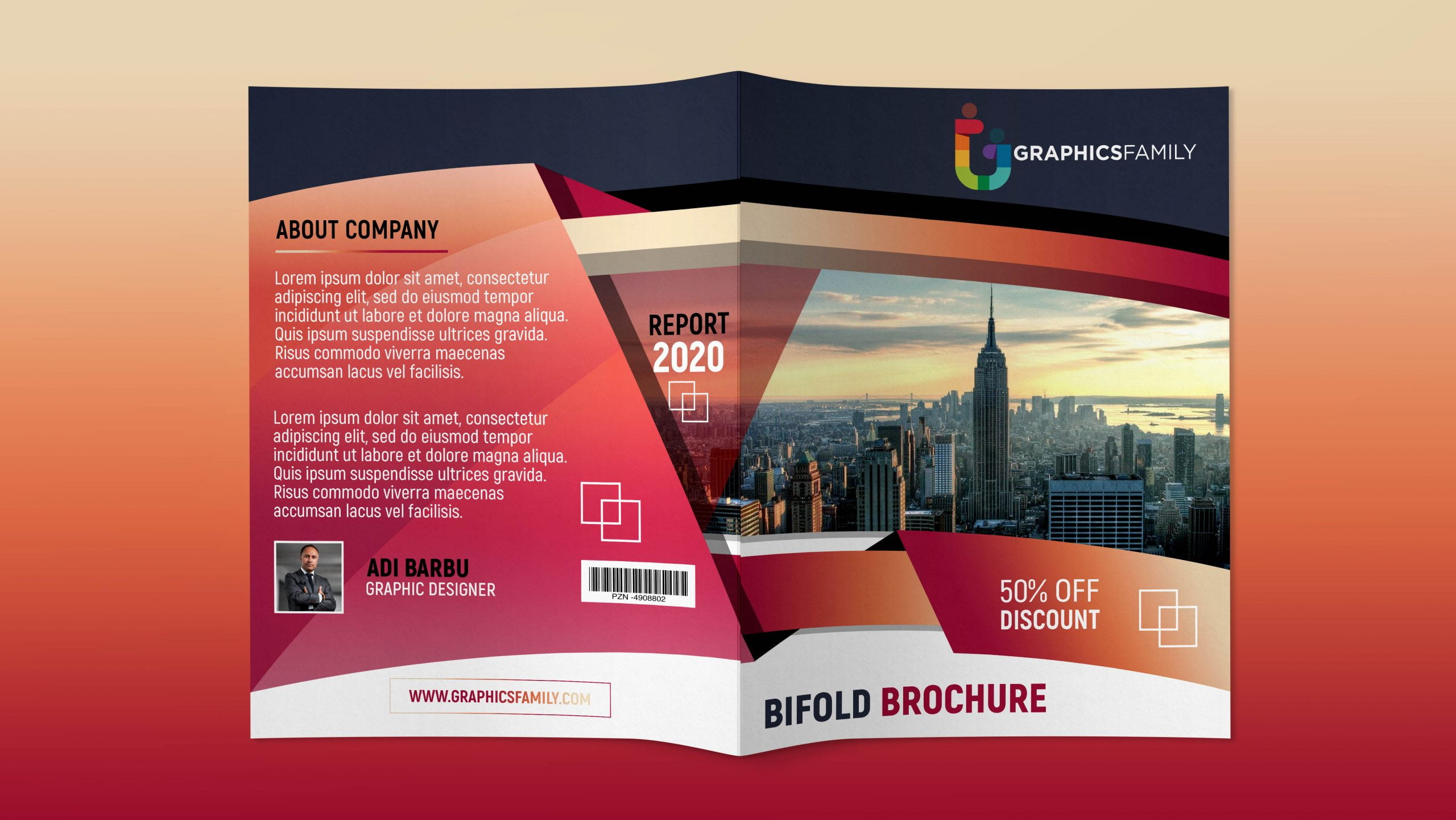 Unique Bi-Fold Brochure Design  PSD Free Download