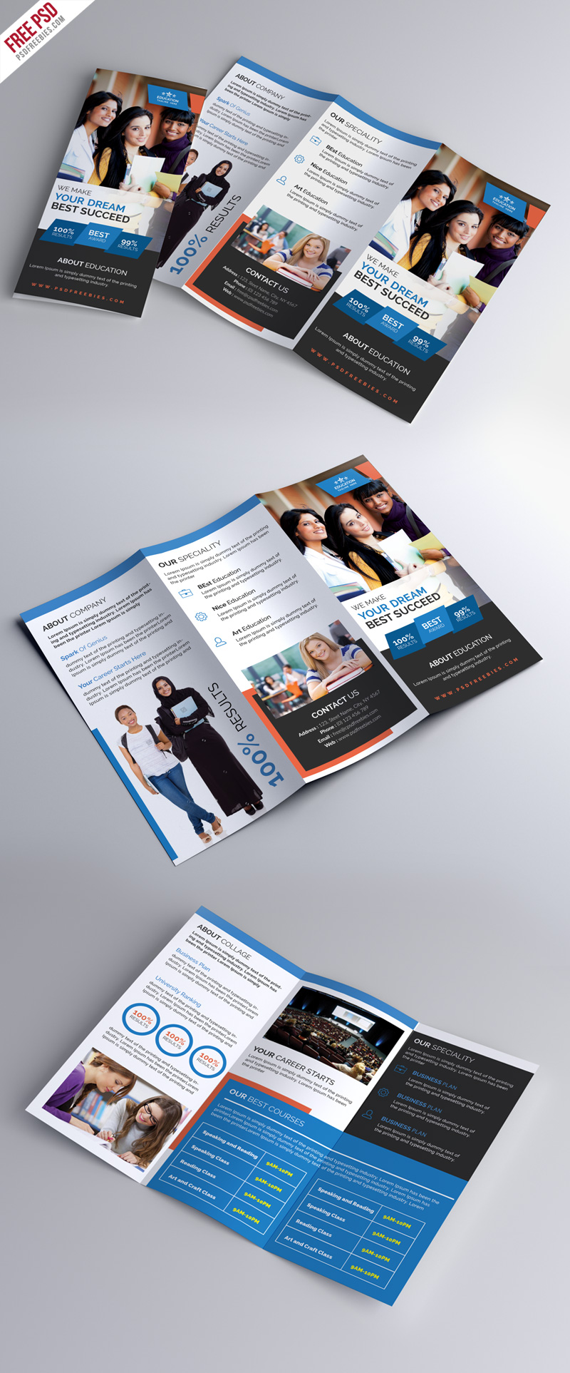 University Education Tri-fold Brochure PSD Free Download