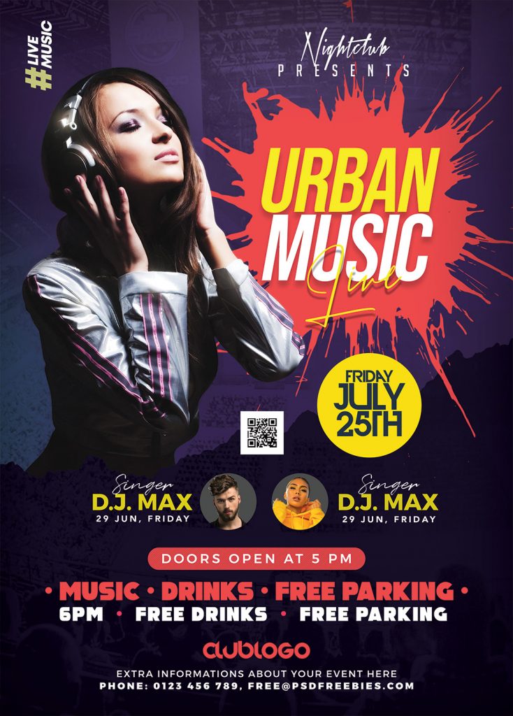 Urban Live Music Concert Poster Flyer PSD Free Download