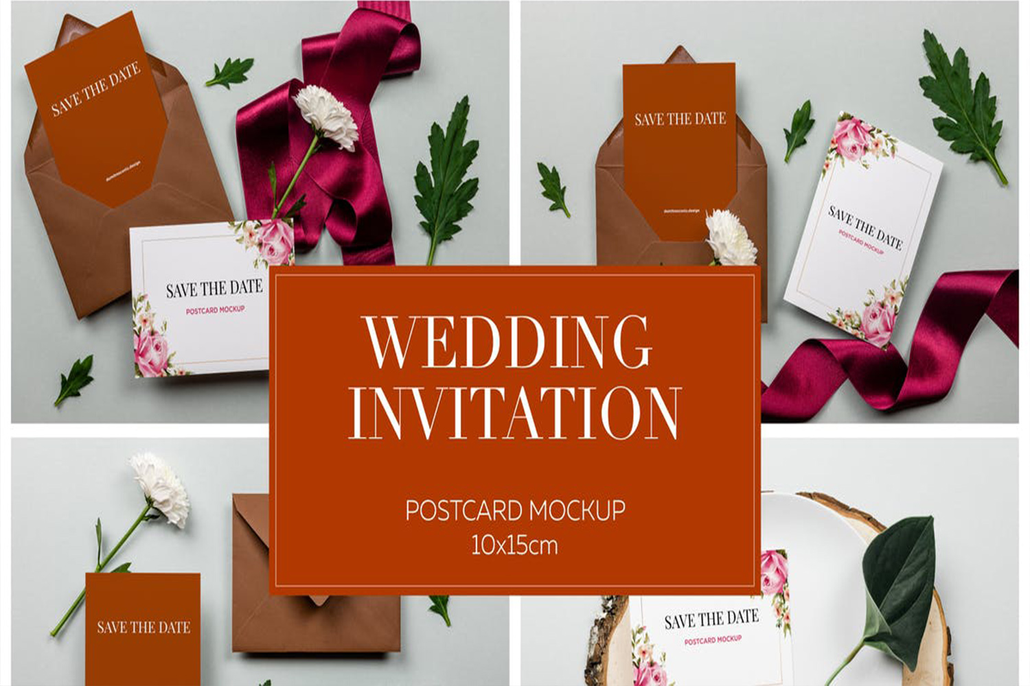 Wedding Postcard Invitation Mockup Free Download