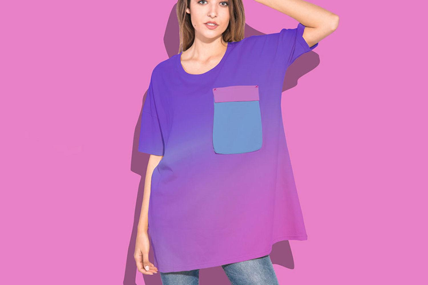 Woman Oversize T-Shirt Mockup Free Download 