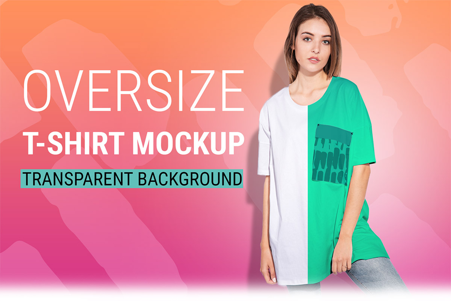 Woman Oversize T-Shirt Set Mockup Free Download