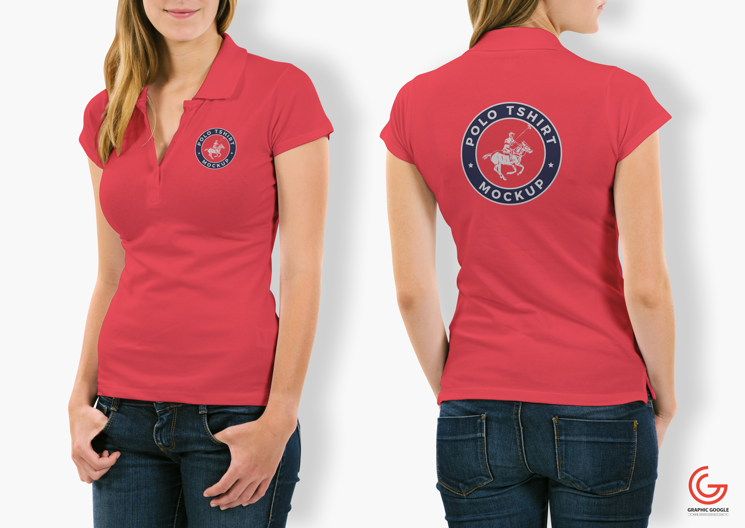 Woman Polo T-Shirt Mockup Free Download