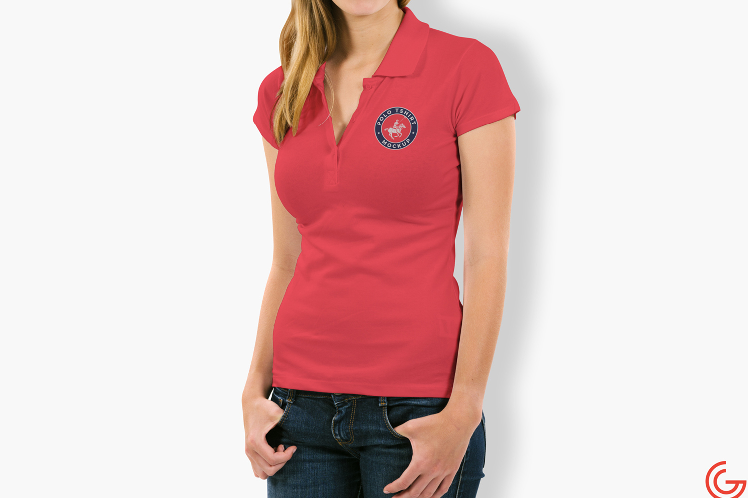 Woman Polo T-Shirt Mockup Free Download