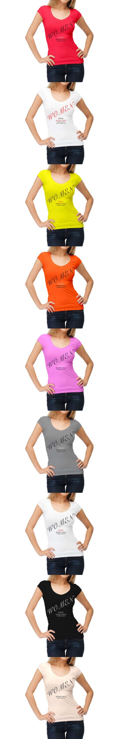Women T-Shirt Mockup Free Download