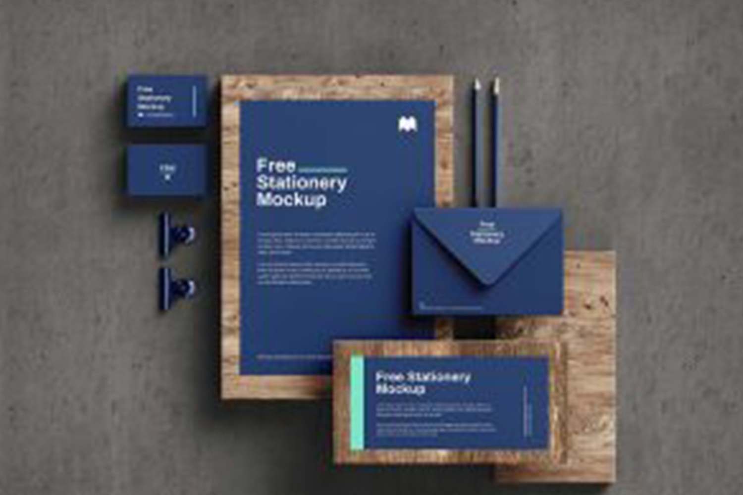 Wooden Stationery Mockup Free Download