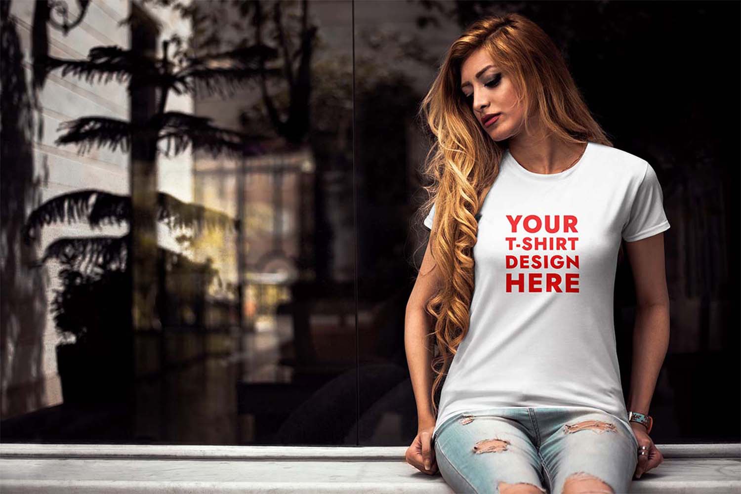 Young Woman T-Shirt Mockup Free Download