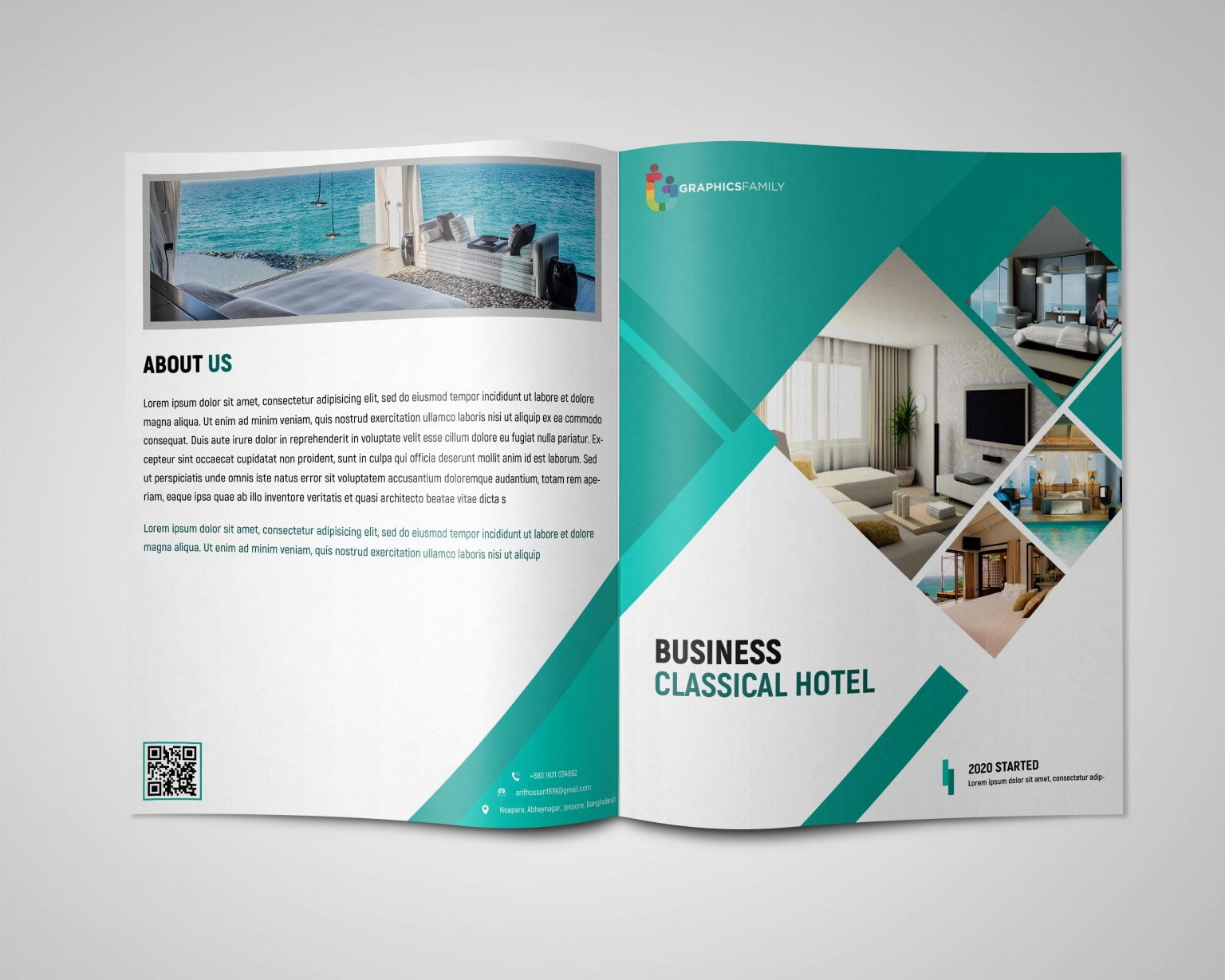  Hotel Service Bi-Fold Brochure Design Template PSD Free Download
